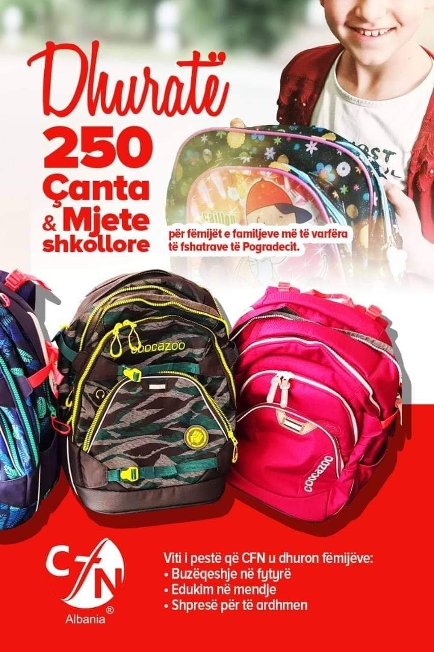 CFN Albania dhuron 250 çanta dhe mjete shkollore për fëmijët e Pogradecit